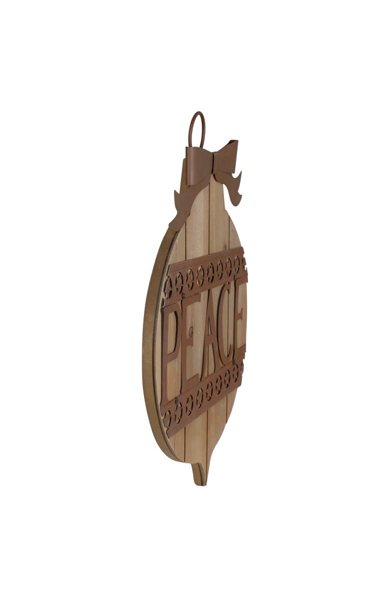 Northlight 17" Rustic Brown PEACE Christmas Ornament Wall Sign, Alternate, color, Beige