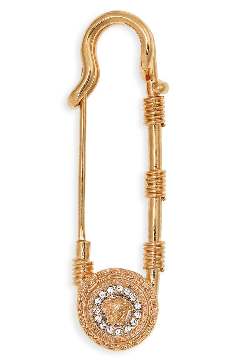 Versace Medusa Safety Pin Brooch, Alternate, color, 