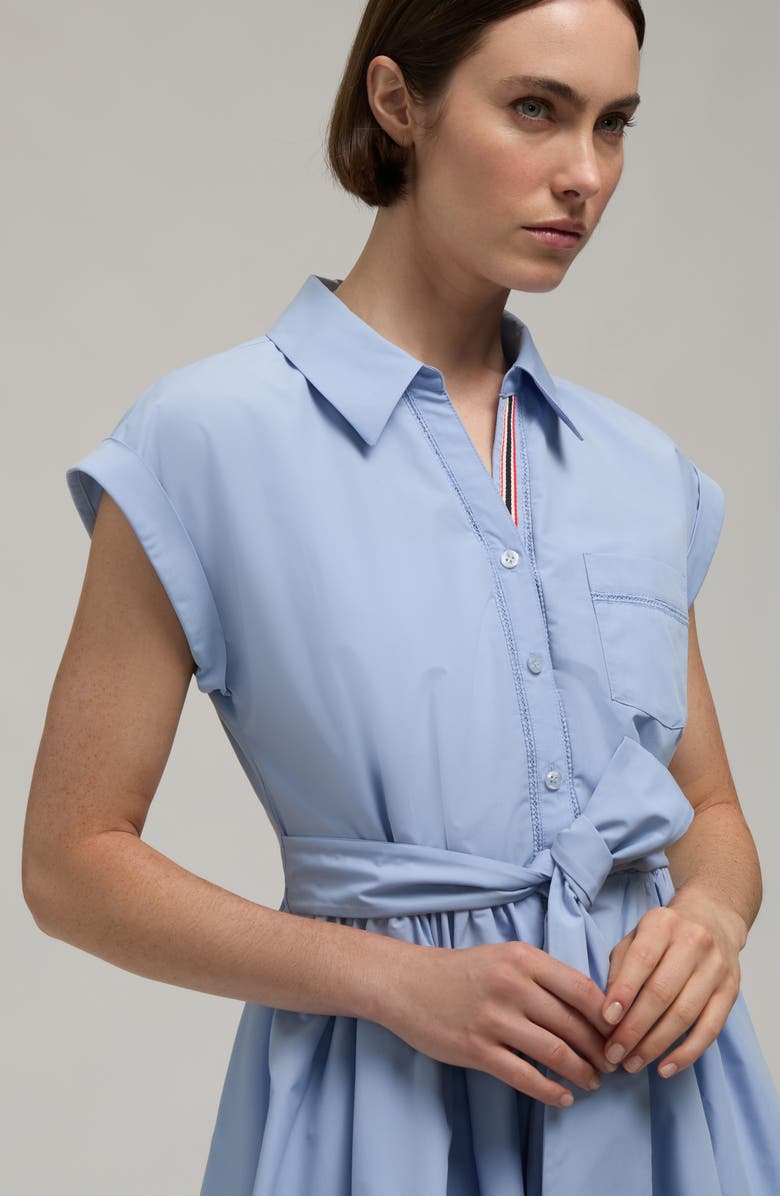 Hunter Embroidered Placket Cap Sleeve Fit & Flare Shirtdress, Alternate, color, Powder Blue