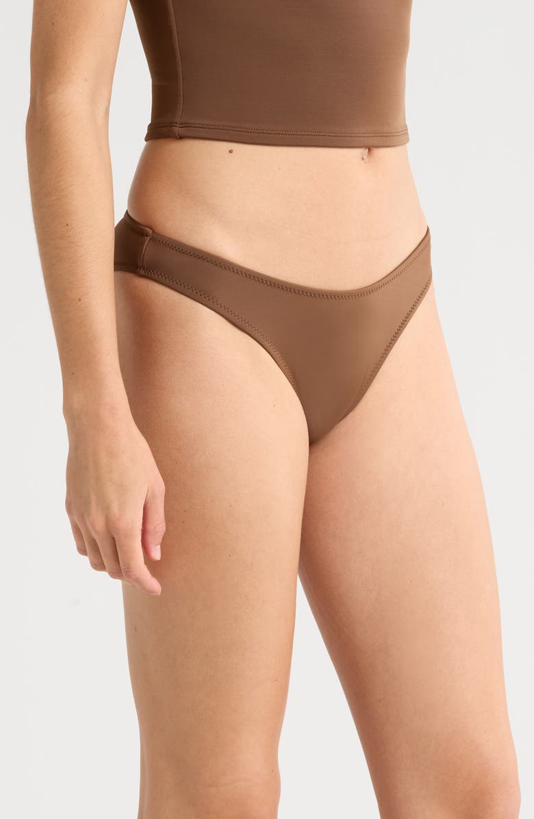 PacSun Rosie High Leg Scoop Bikini Bottoms, Alternate, color, Chestnut/ Light Pink Rose