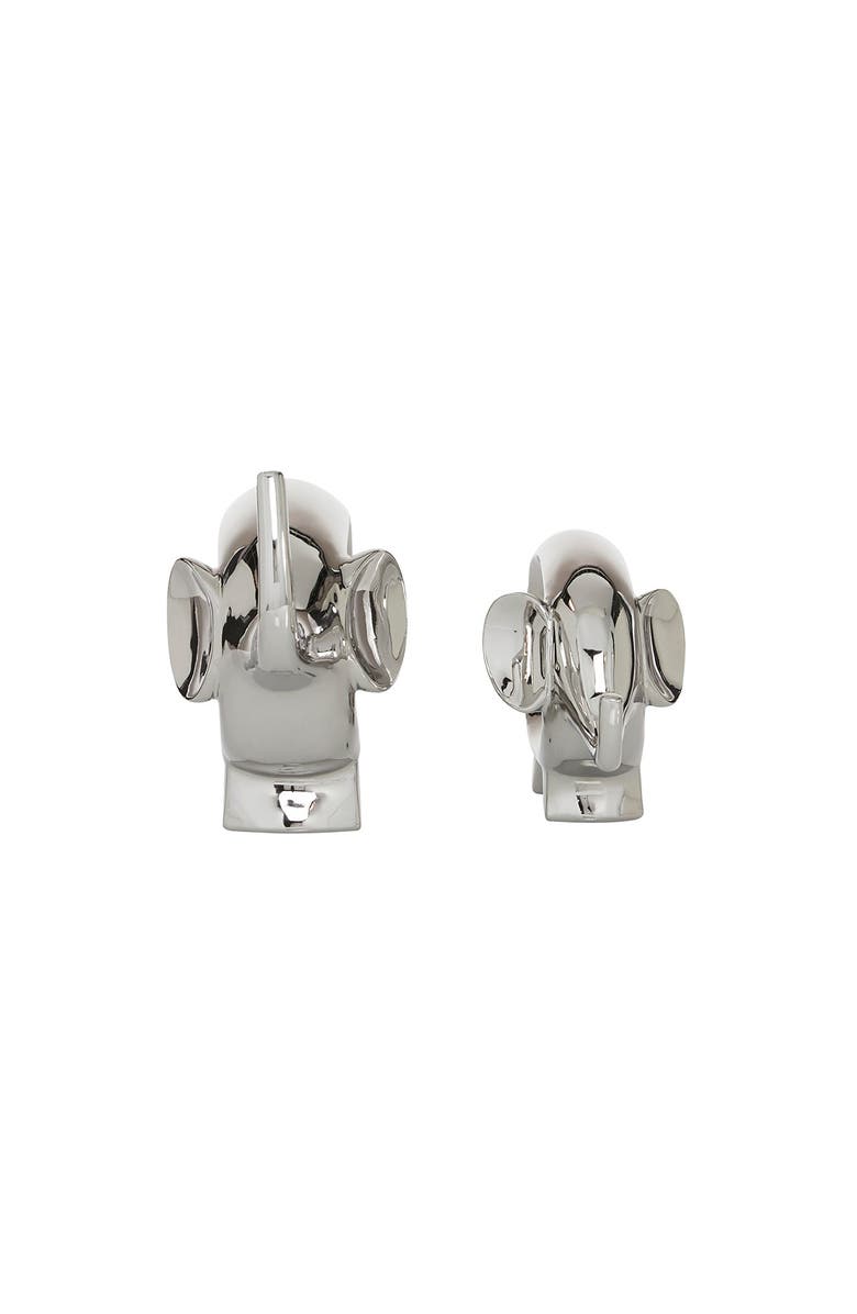 WILLOW ROW Silvertone Contemporary Elephant Sculpture - Set of 2, Alternate, color, Silver