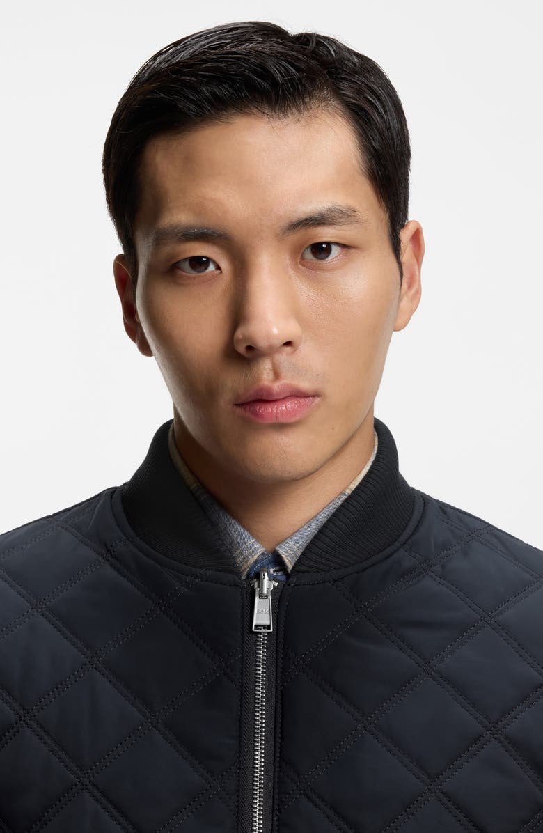 BOSS Corle Quilted Water Repellent Reversible Bomber Jacket, Alternate, color, Dark Blue