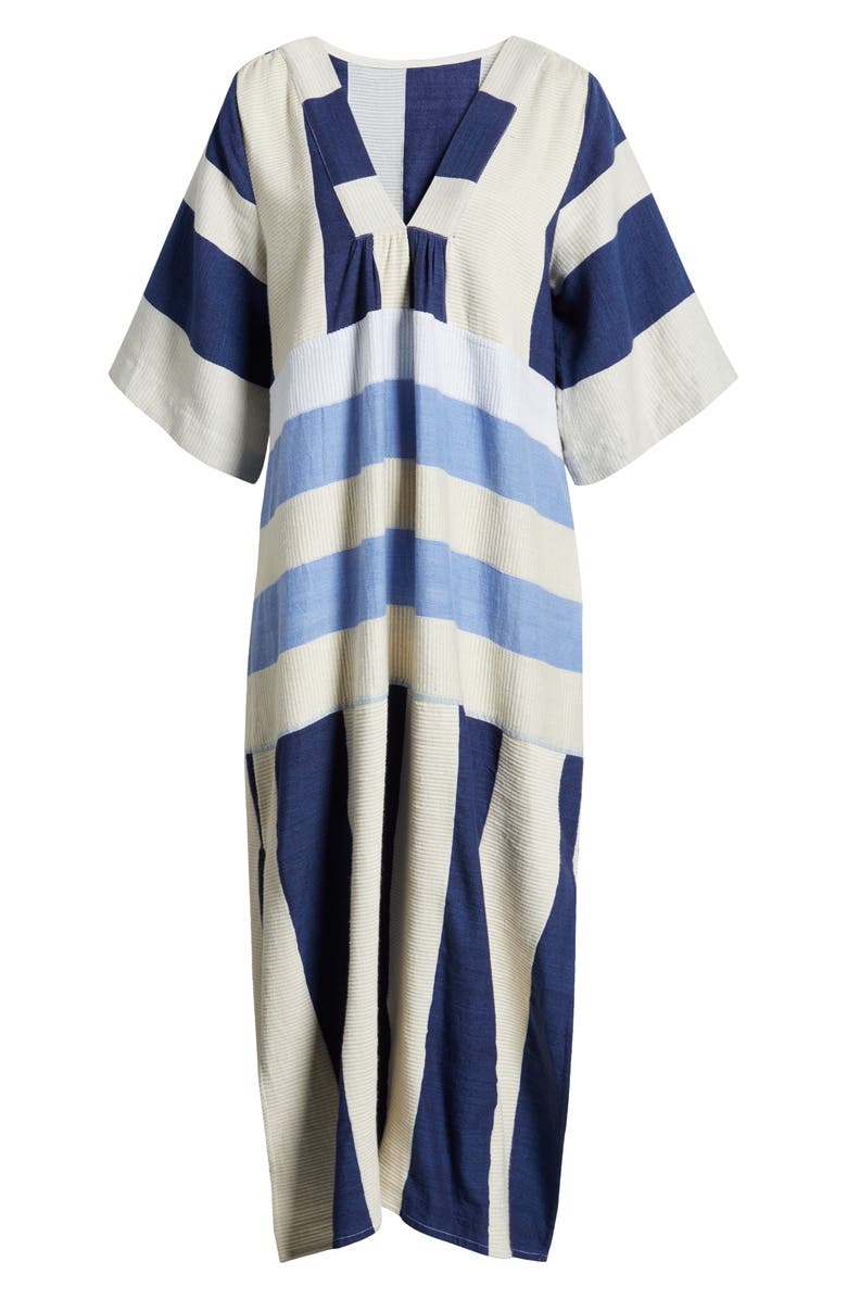 lemlem Edna V-Neck Cotton Caftan, Alternate, color, Betami Azure