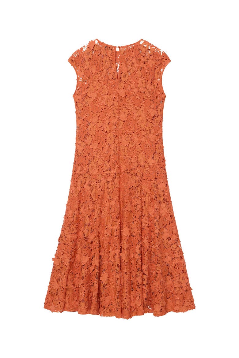 Sleeveless Appliqué Lace Midi Dress, Alternate, color, Orange