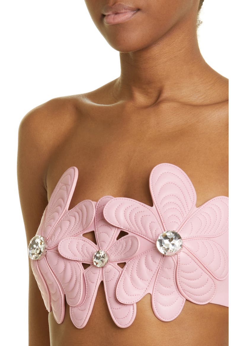 Mussel Flower Leather Bandeau Top, Alternate, color, LIGHT PINK