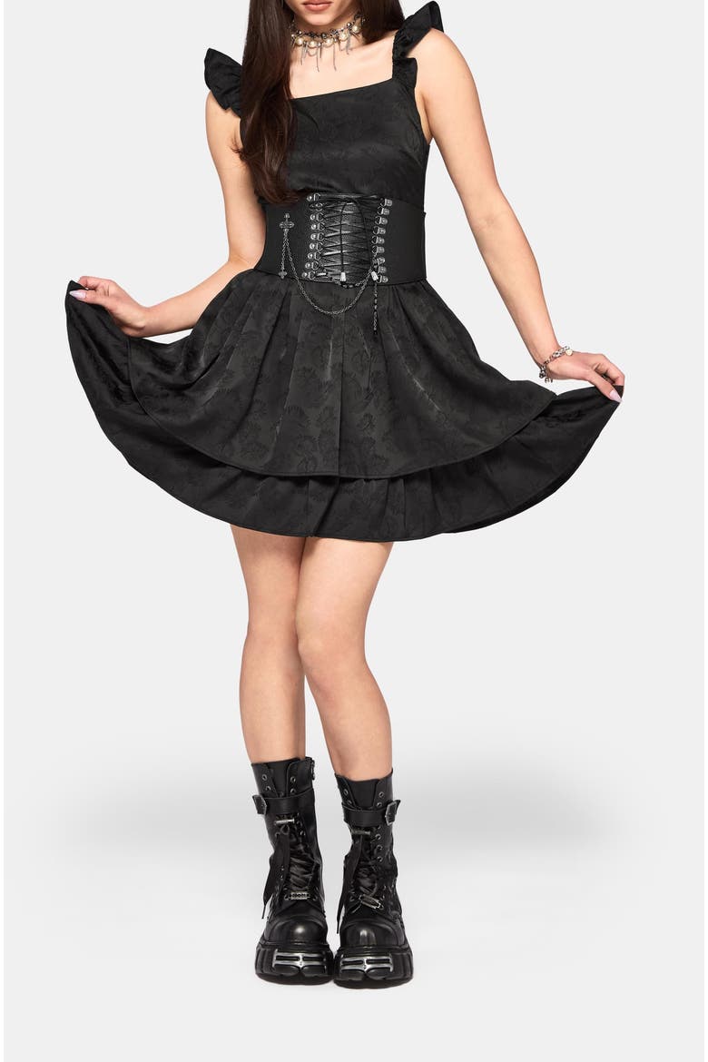 Elaria Babydoll Mini Dress, Alternate, color, Black