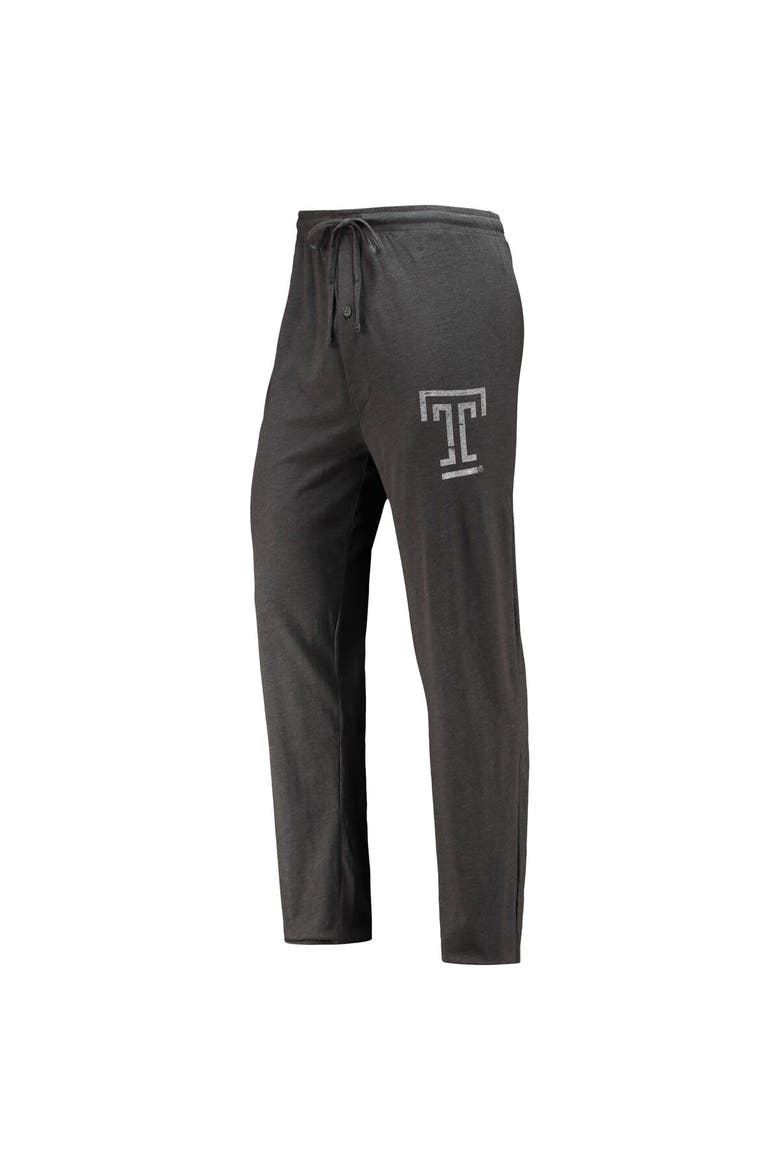 Men's Concepts Sport Heathered Charcoal/Cherry Temple Owls Meter T-Shirt & Pants Sleep Set, Alternate, color, Heather Charcoal