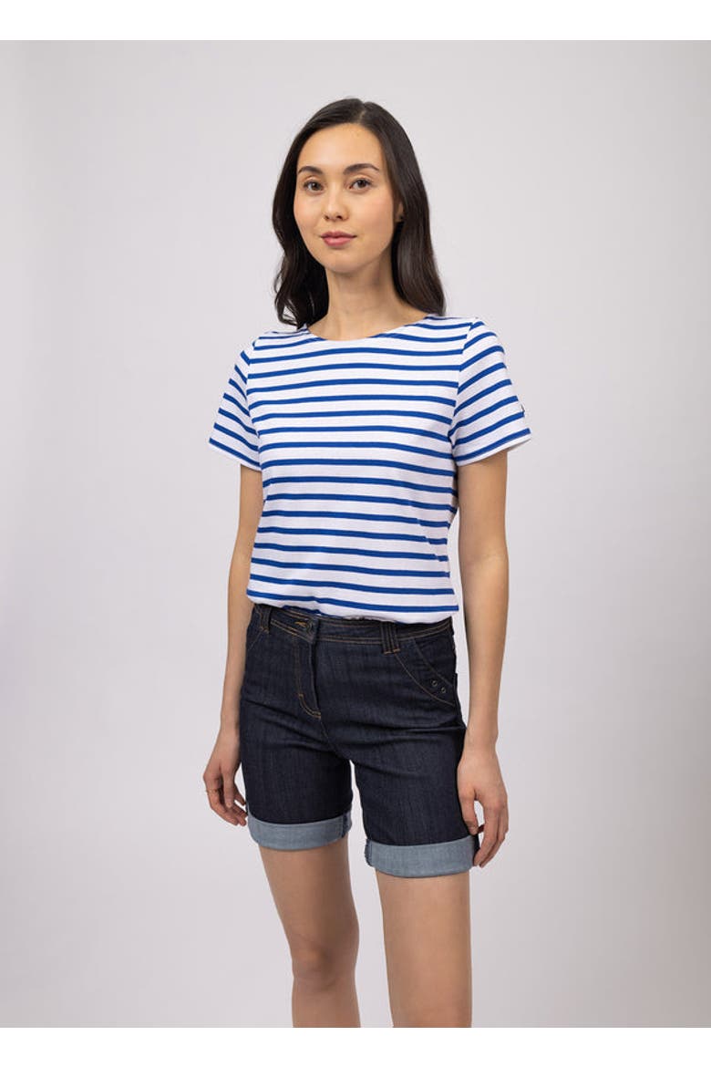 ETRILLE II - Short Sleeve Breton Stripe Tee, Main, color, white/royal blue