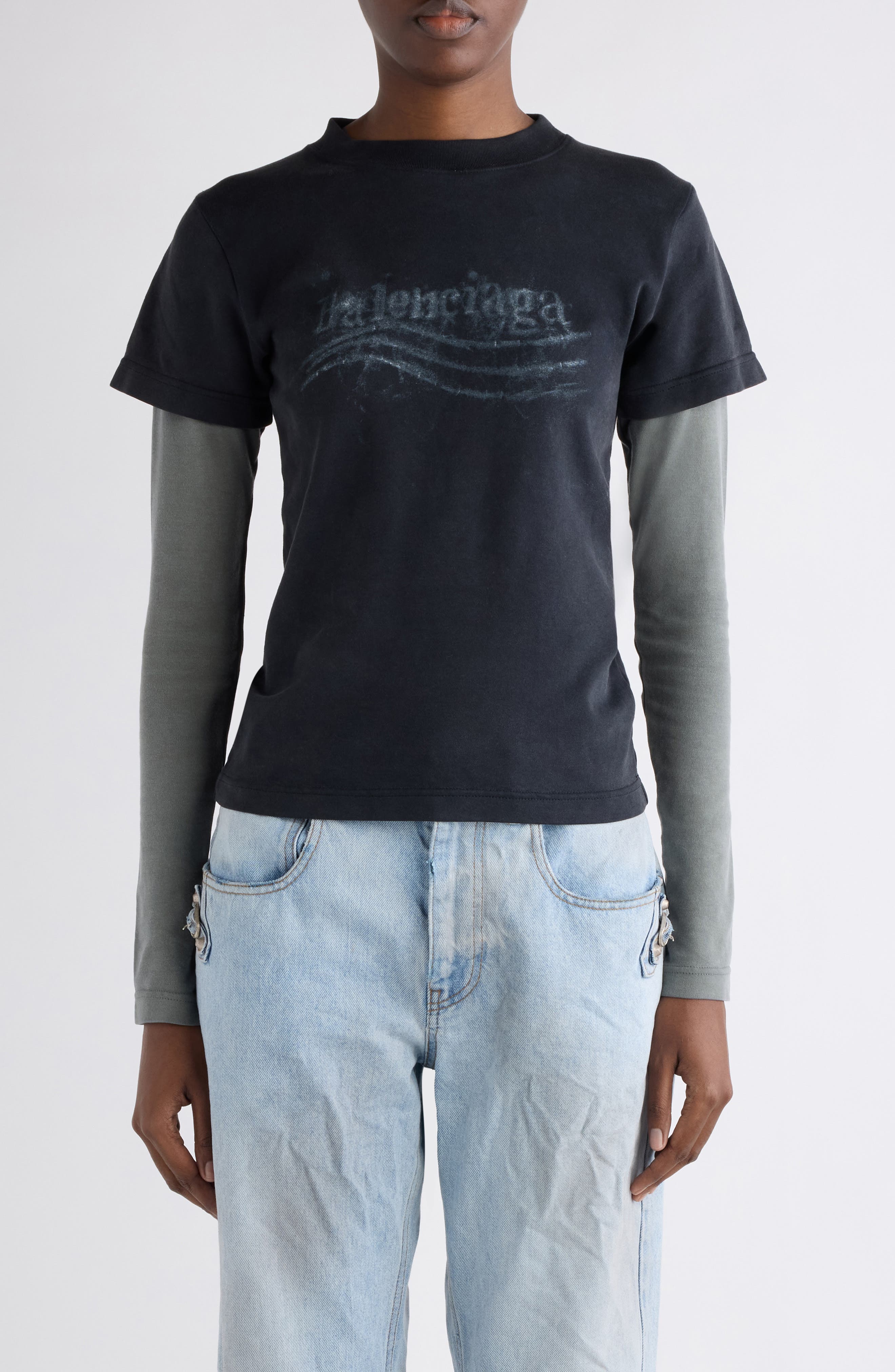 Washed Crayon Political Logo Layered T-Shirt (Women) | Nordstrom