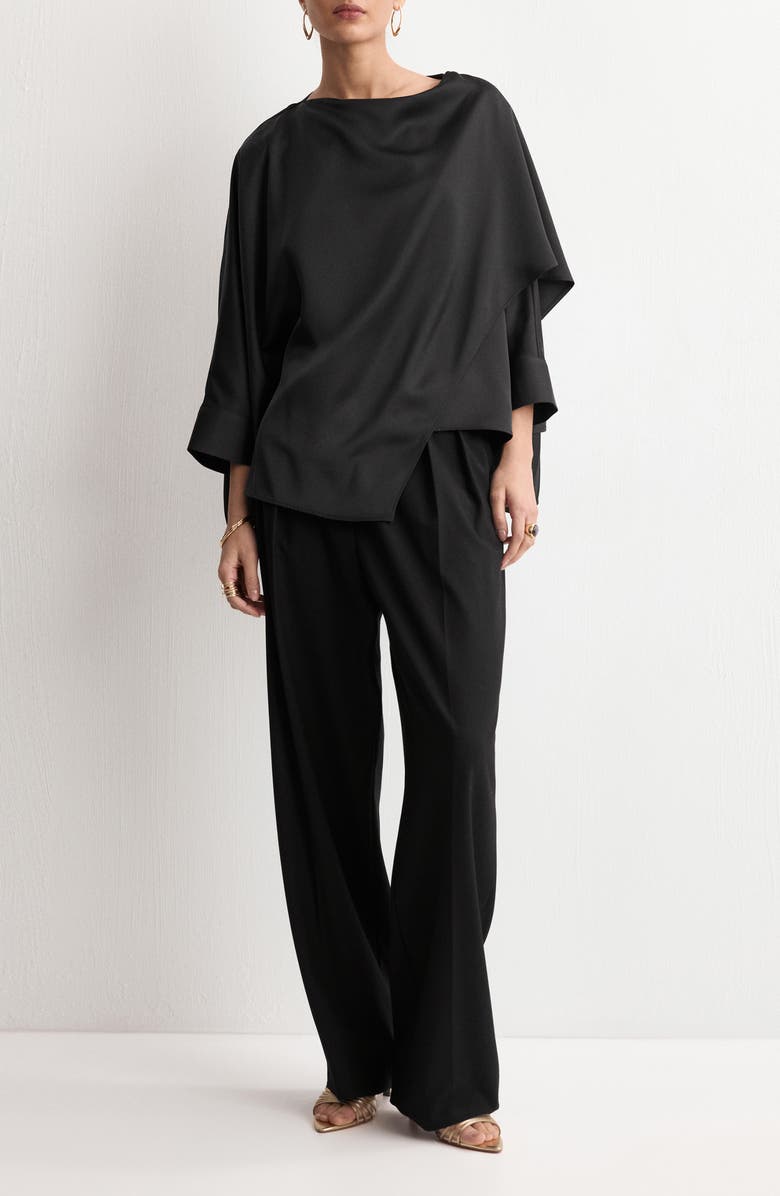 MANGO Asymmetric Satin Top, Alternate, color, Black