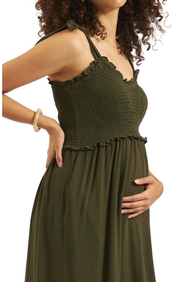 Brandi Shirred Dress, Alternate, color, KHAKI