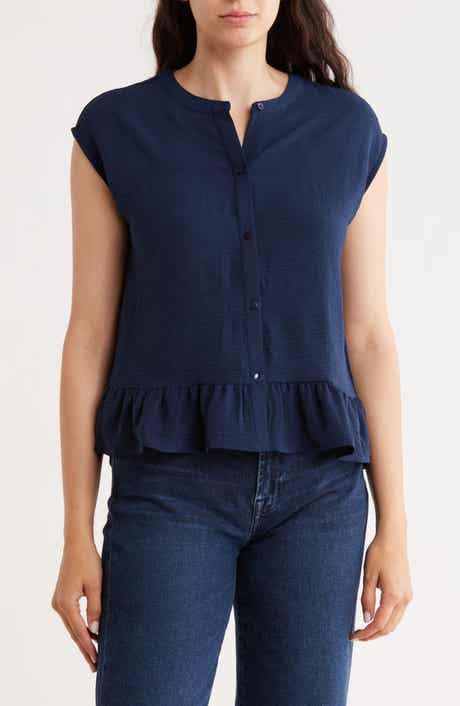 Bobeau Airflow Sleeveless Button-Up Top