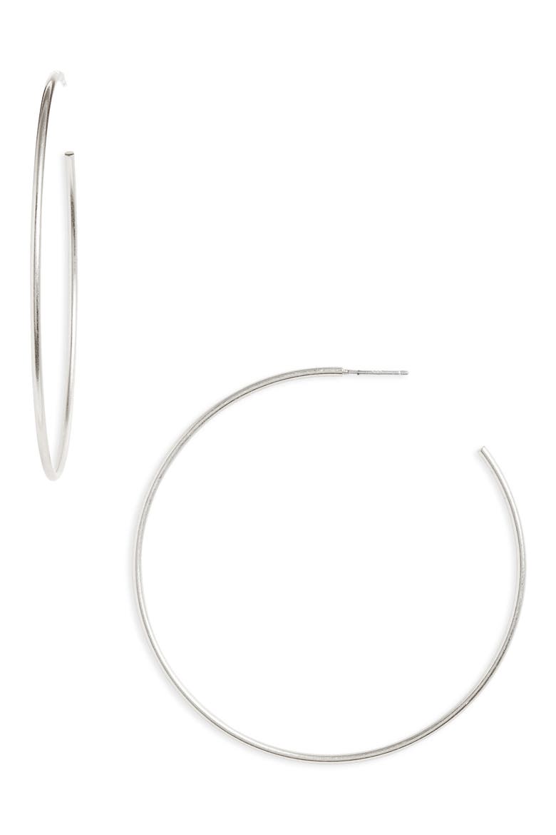 Oversized Hoop Earrings, Main, color, LIGHT SILVER OX