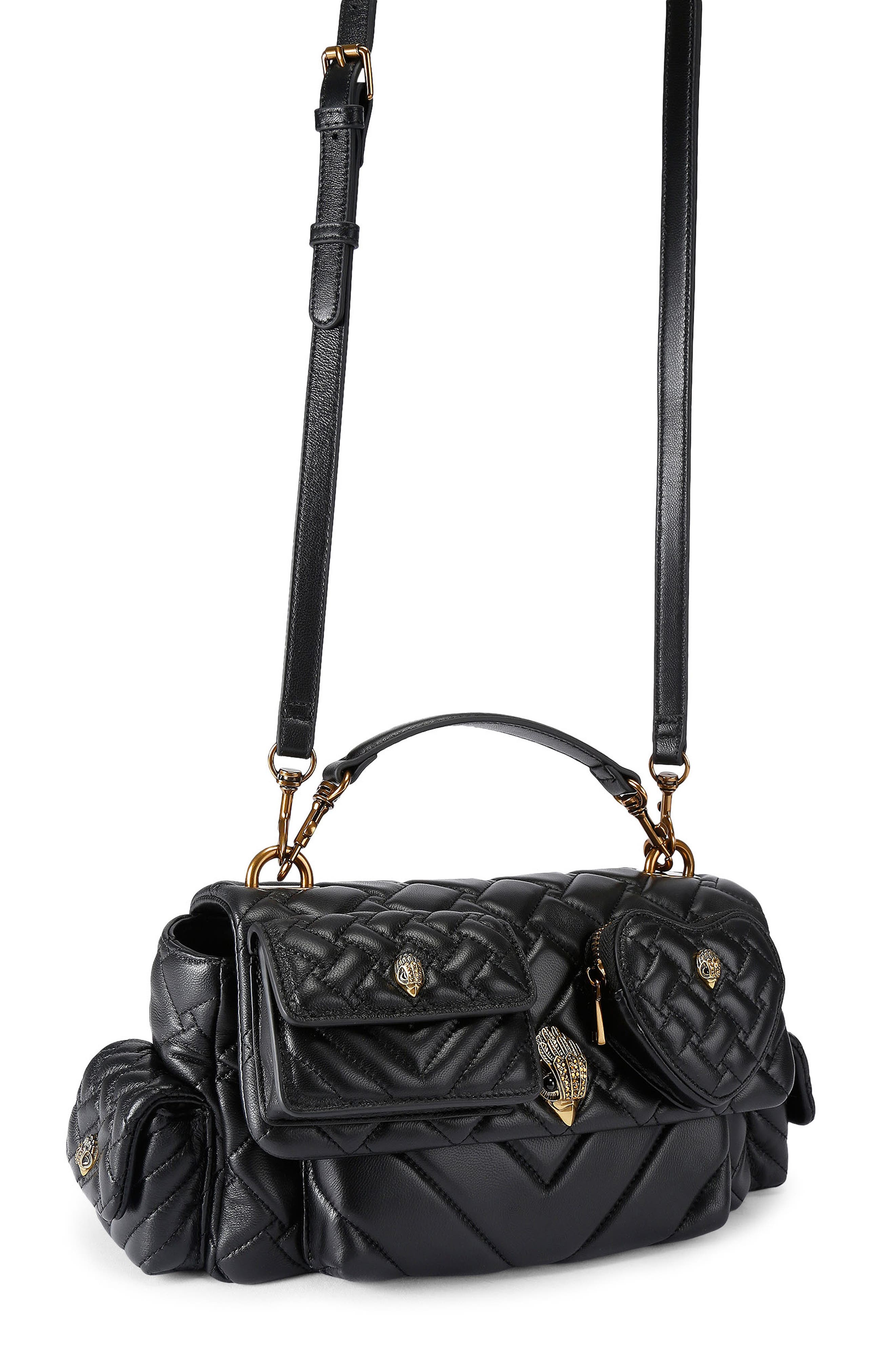 Kurt Geiger London Kensington Multipocket Quilted Leather Shoulder Bag, Alternate, color, Black