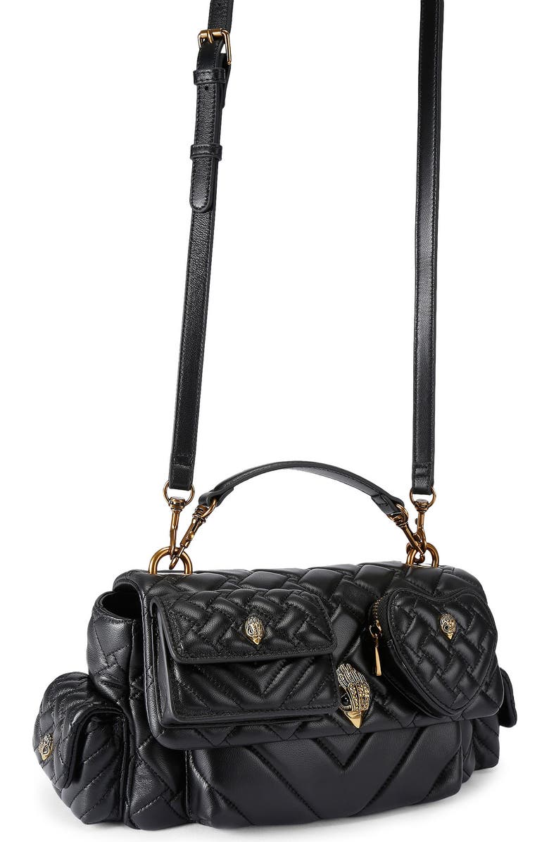Kurt Geiger London Kensington Multipocket Quilted Leather Shoulder Bag, Alternate, color, Black