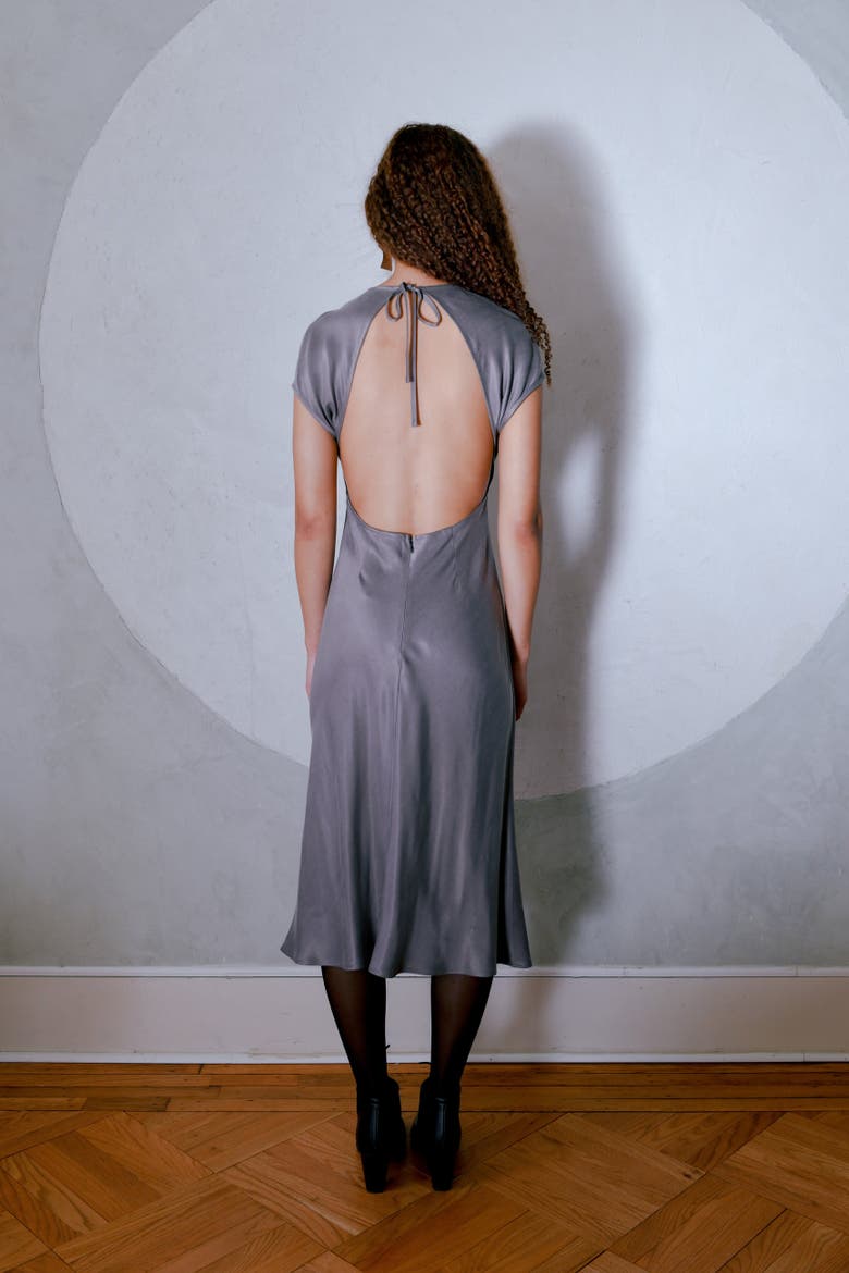 Cappella Open Back Midi Dress, Alternate, color, Graphite
