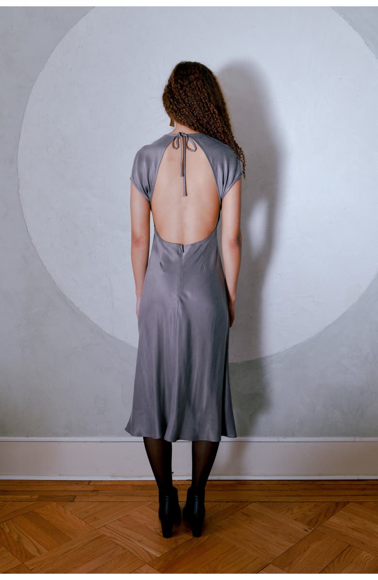 Untitled in Motion Cappella Open Back Midi Dress, Alternate, color, Graphite