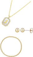 Adornia 3-Piece Mother-of-Pearl Initial Pendant Jewelry Set