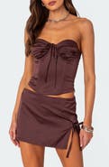 EDIKTED Bea Strapless Satin Corset Top