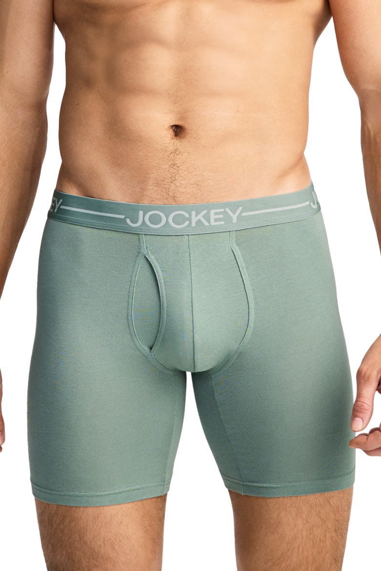 Mens Organic Cotton Stretch 6.5" Boxer Brief - 3 Pack, Alternate, color, Evergreen Mist