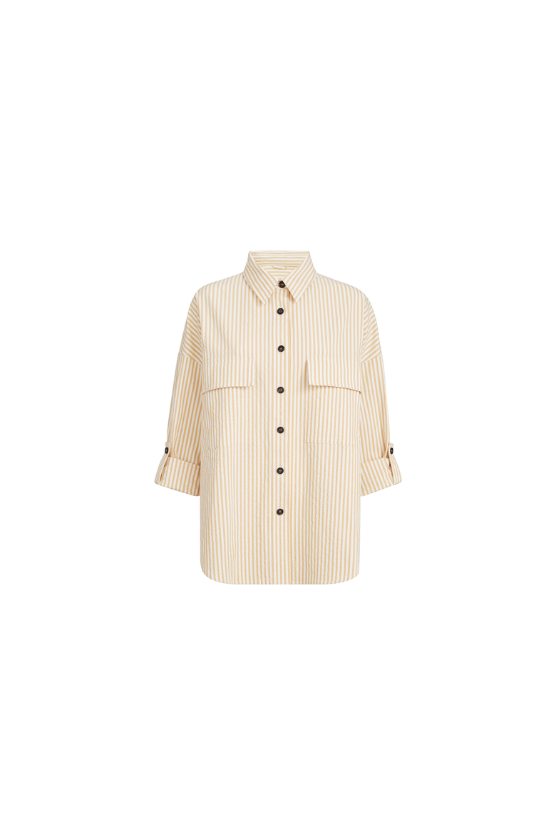 Striped seersucker shirt, Alternate, color, Yellow