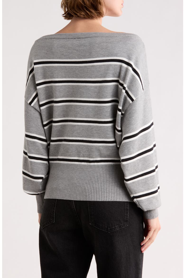 Off the Shoulder Sweater, Alternate, color, GREY STRIPE