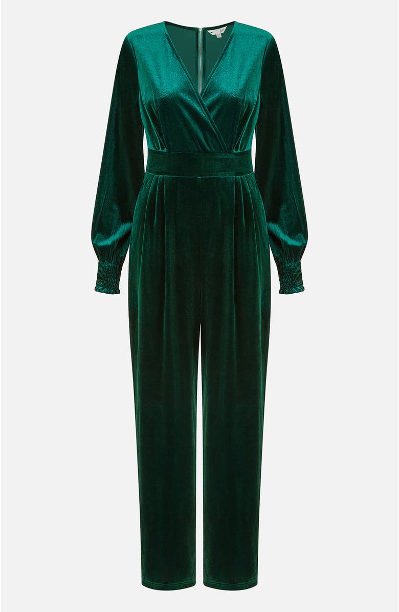 Yumi Velvet Long Sleeve Jumpsuit, Alternate, color, Green