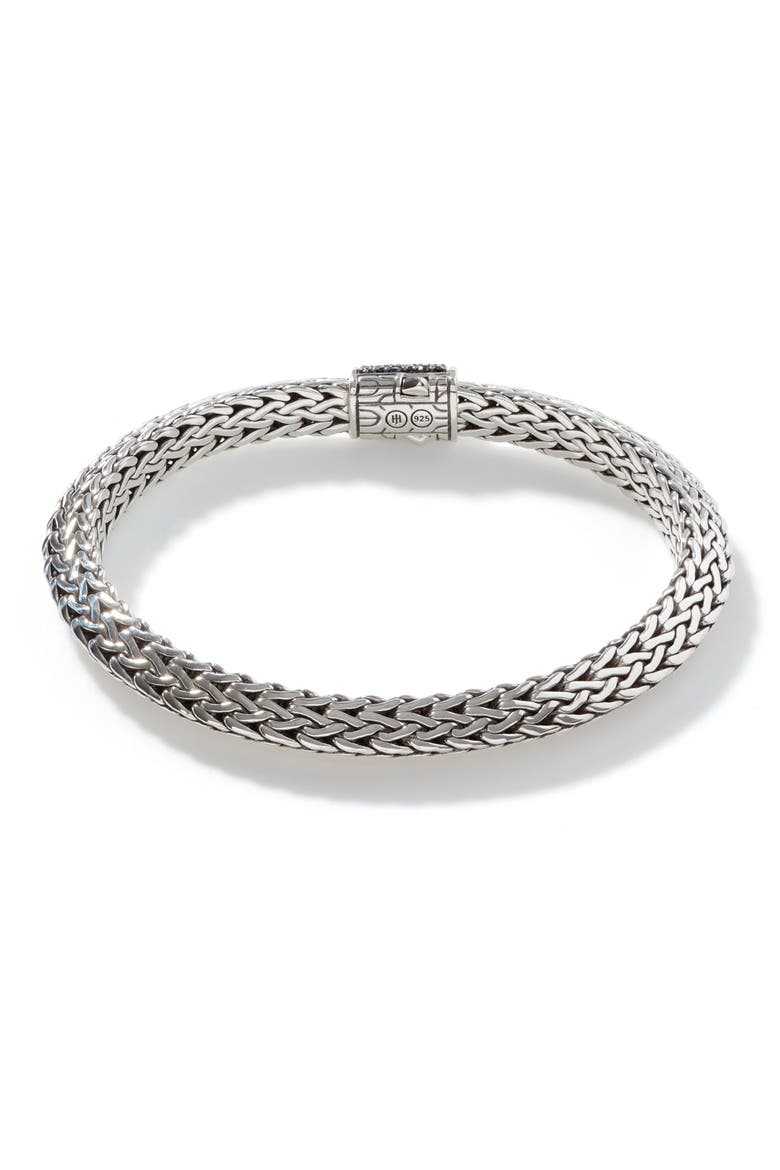 Tiga Chain Black Sapphire Clasp 6.4mm Bracelet, Alternate, color, BLACK