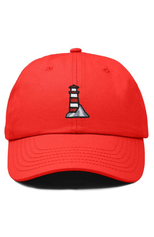 Dalix Lighthouse Embroidered Dad Hat In Red