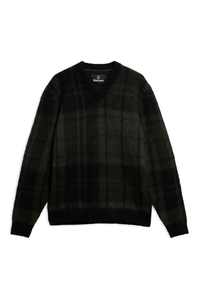 Hunham Tartan V-Neck Sweater, Alternate, color, BLACK