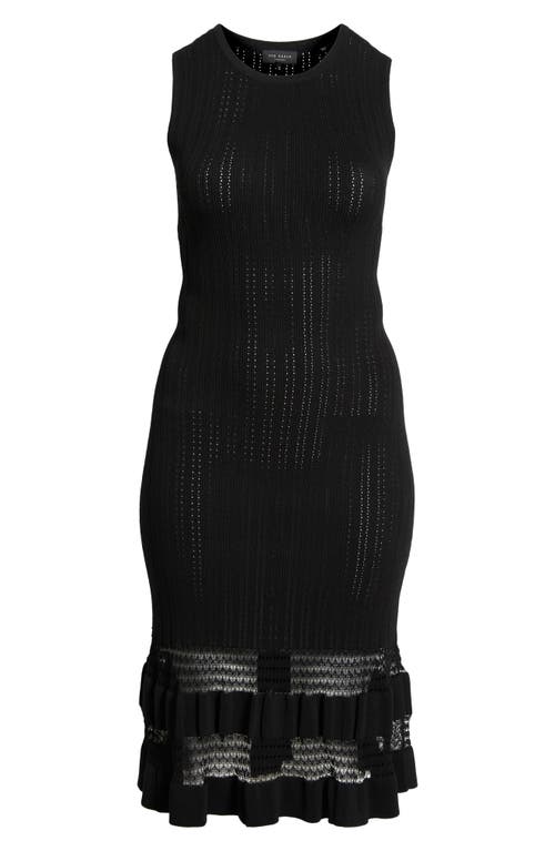 Ted Baker Pointelle Sleeveless Midi Dress In Black