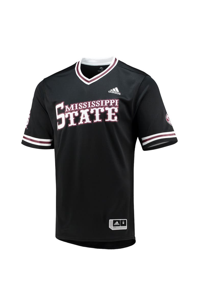 adidas Men's adidas Black Mississippi State Bulldogs Replica V-Neck Baseball Jersey, Alternate, color, Black