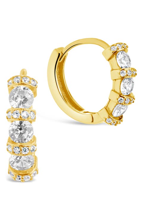 Iskara CZ Huggie Hoop Earrings