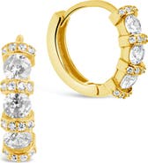 Sterling Forever Iskara CZ Huggie Hoop Earrings
