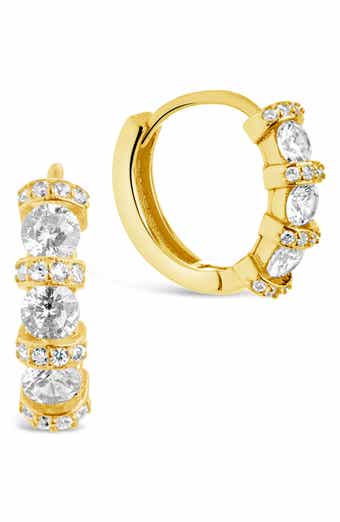 Sterling Forever Iskara CZ Huggie Hoop Earrings