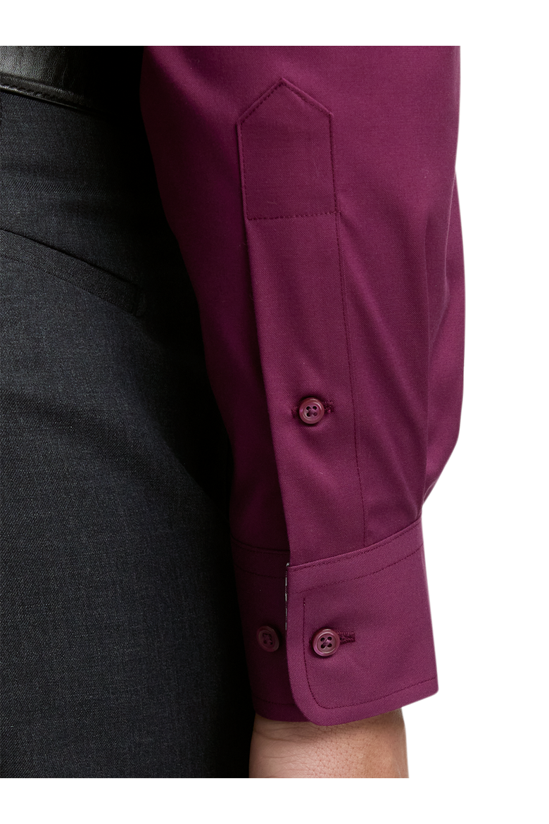 Taillored Fit Non Iron Pinpoint Oxford Weave Dress Shirt with Trim, Alternate, color, Burgundy
