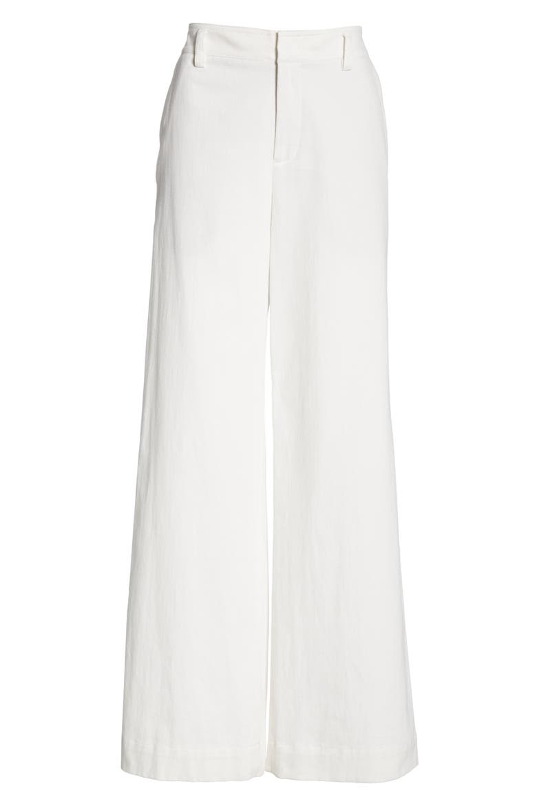 Stretch Cotton & Linen Wide Leg Trousers, Alternate, color, OFF WHITE