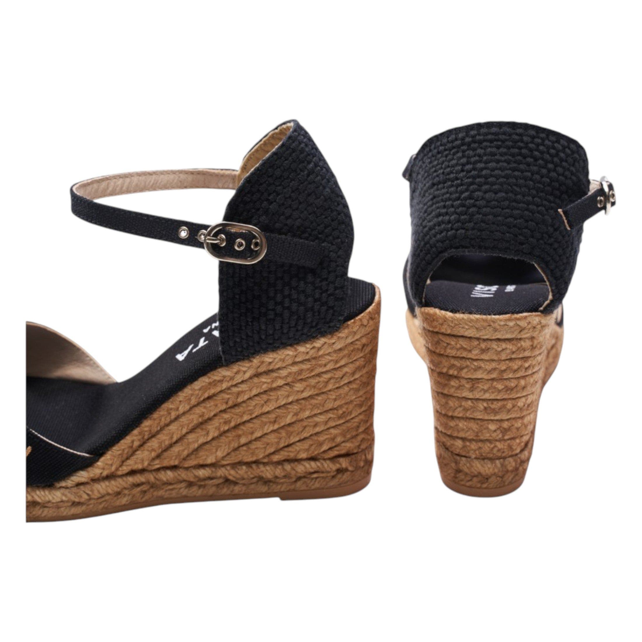 VISCATA Aiguablava Canvas Espadrille Sandal Wedges, Alternate, color, Black