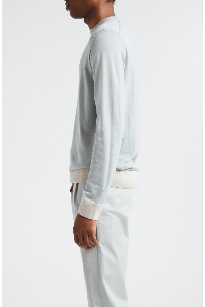 Merino Wool & Silk Crewneck Sweater, Alternate, color, SAGE SAND