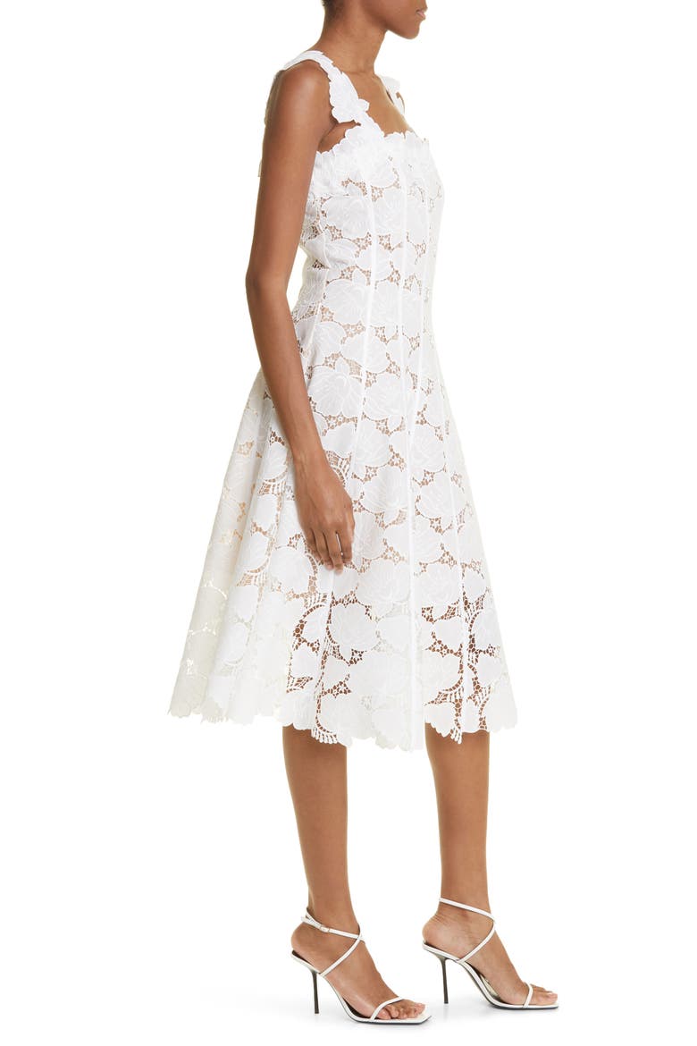 Floral Lace Midi Dress, Alternate, color, WHITE
