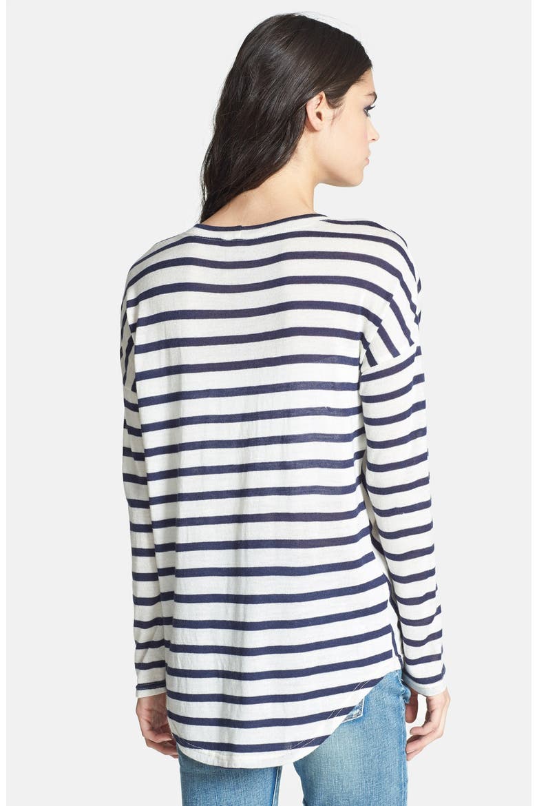 Stripe Linen Blend Pullover, Alternate, color, NAVY STRIPE