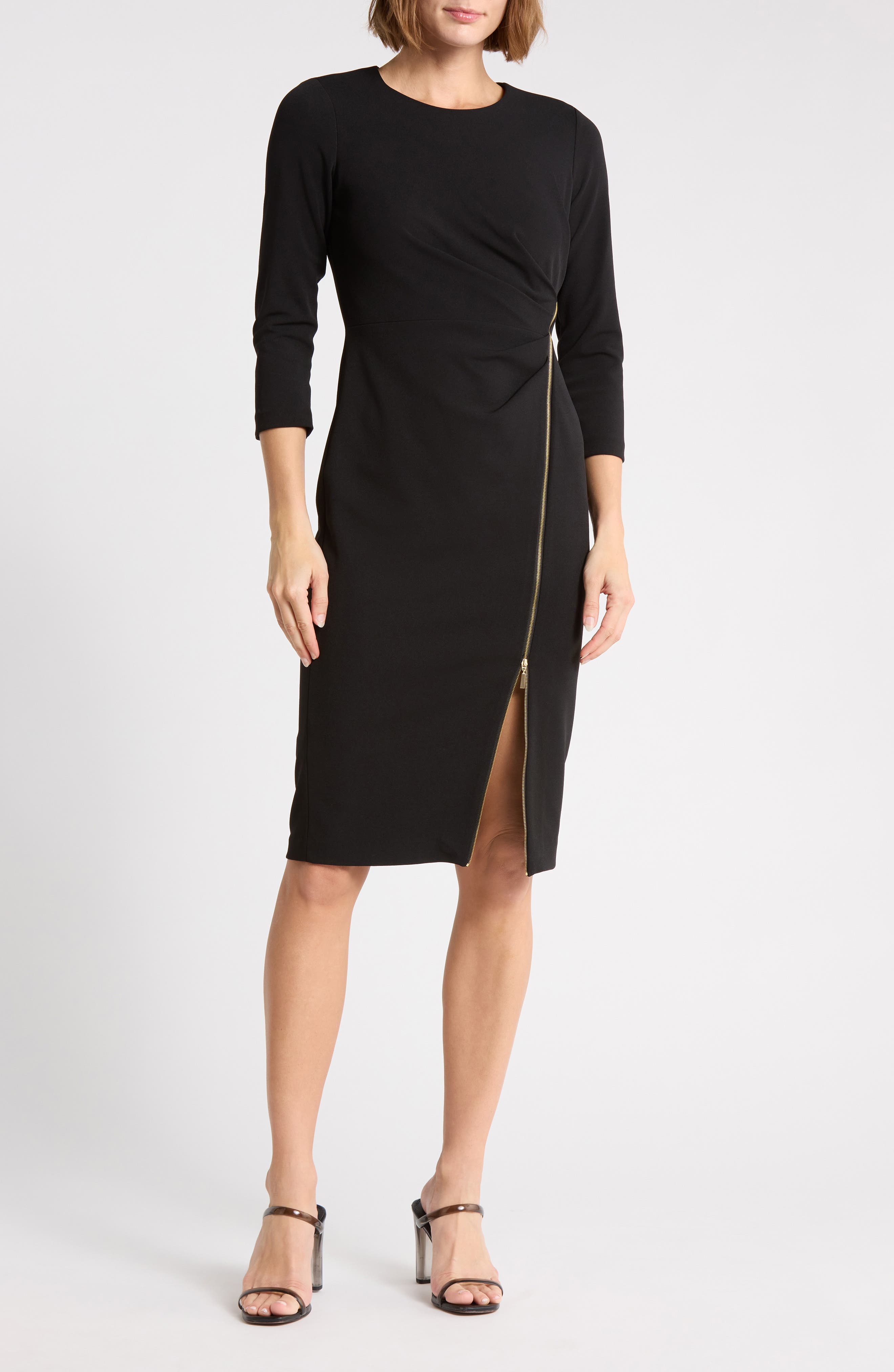 Zip Trim Sheath Dress