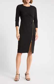 Zip Trim Sheath Dress