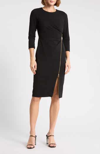 Zip Trim Sheath Dress