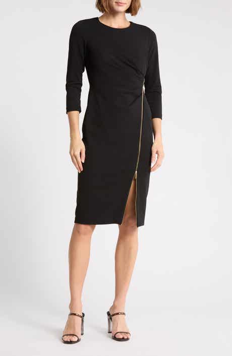 Zip Trim Sheath Dress