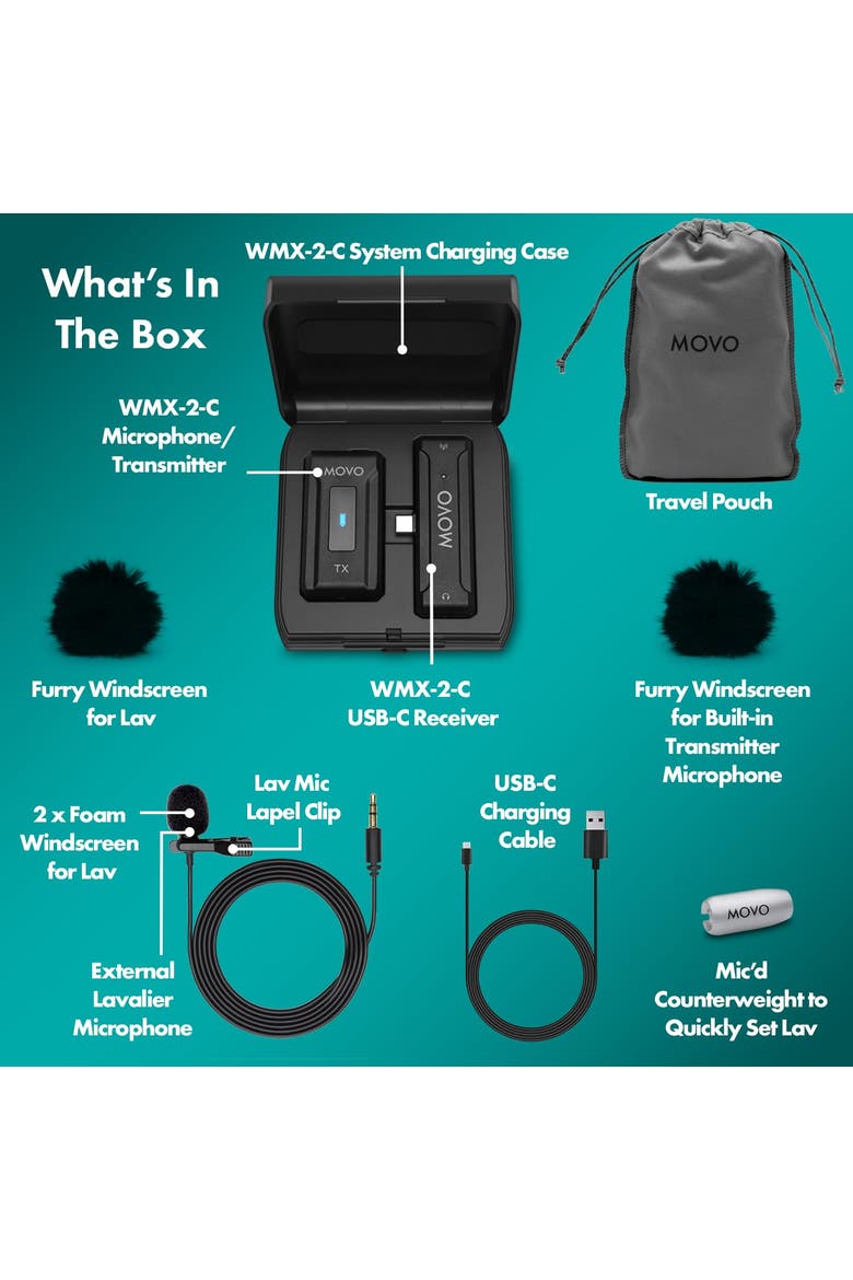 WMX-2-C Wireless Microphone for USB-C Devices, Alternate, color, Black