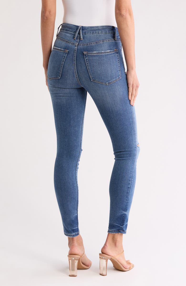 Good American Good Legs Ripped Knee Skinny Jeans, Alternate, color, 