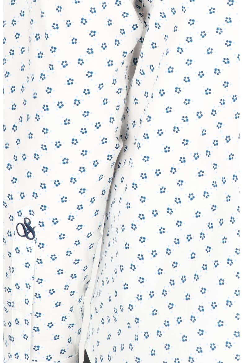 Modern Fit Flower Stretch Cotton Dress Shirt, Alternate, color, WHITE/ NAVY