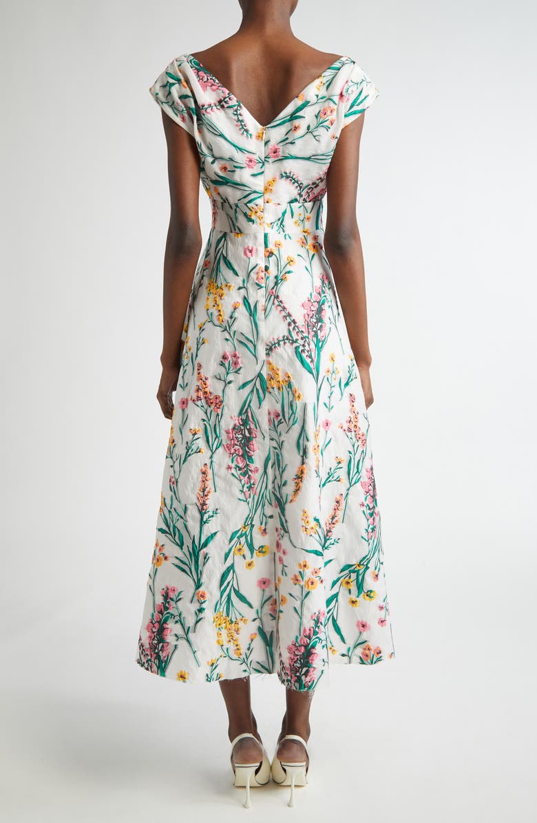 Lela Rose Floral Jacquard Fit & Flare Dress, Alternate, color, Ivory Multi