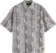 Scotch & Soda Textured Knit Short Sleeve Button-Up Shirt